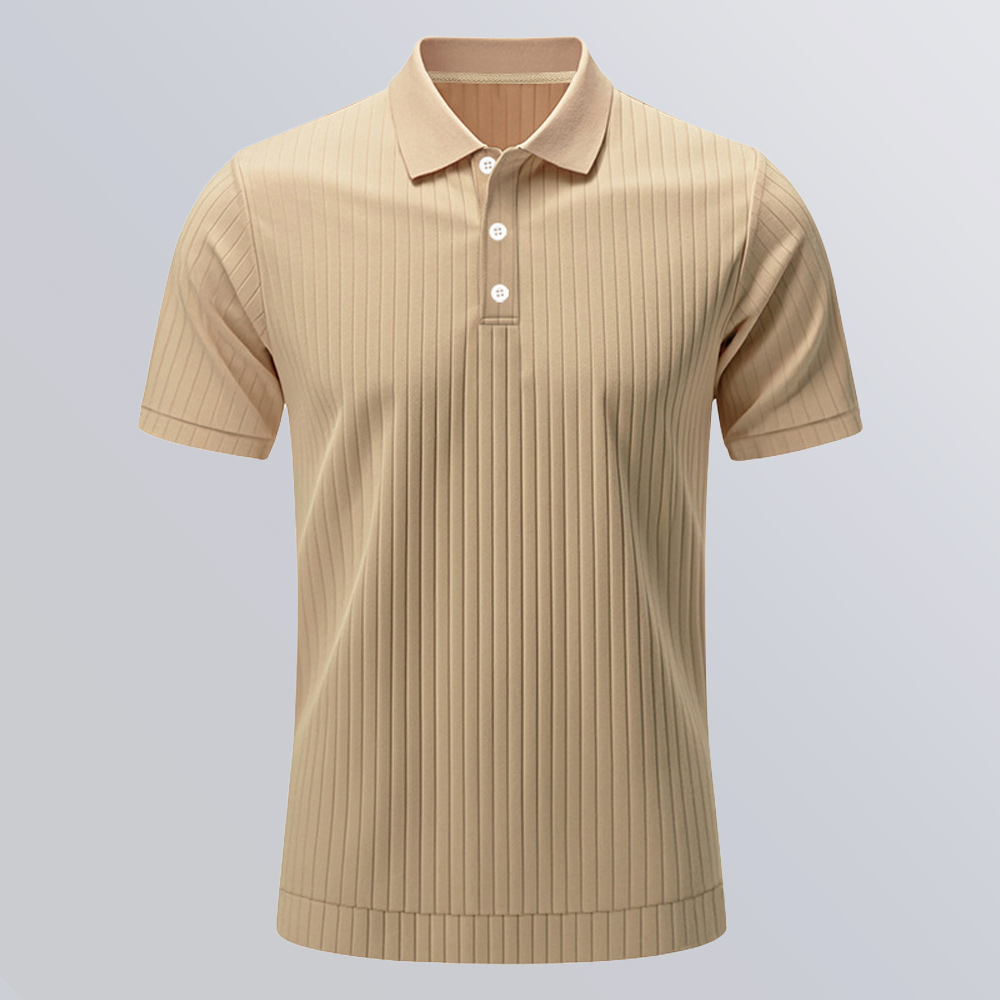 Sommer herren gerippte jacquard ice silk einfarbig revers kurzen ärmeln