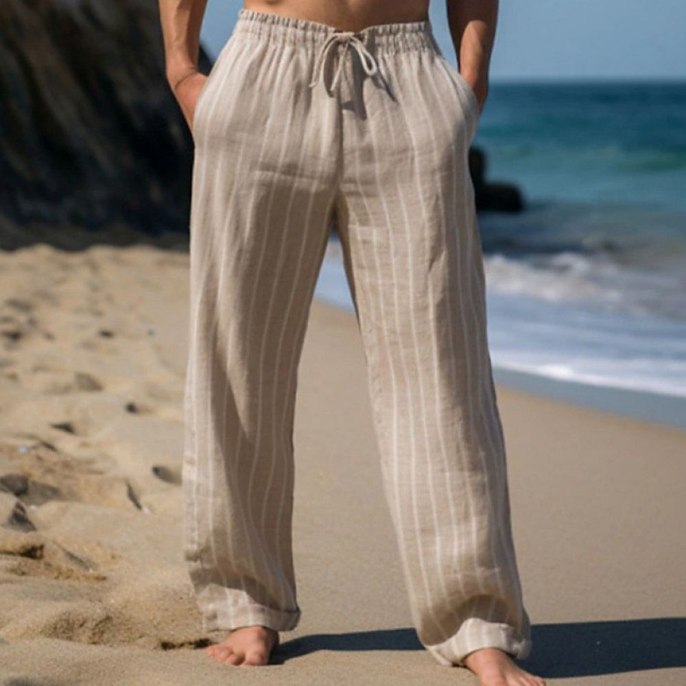Lässige lockere gestreifte Hose mit weitem Bein für Herren