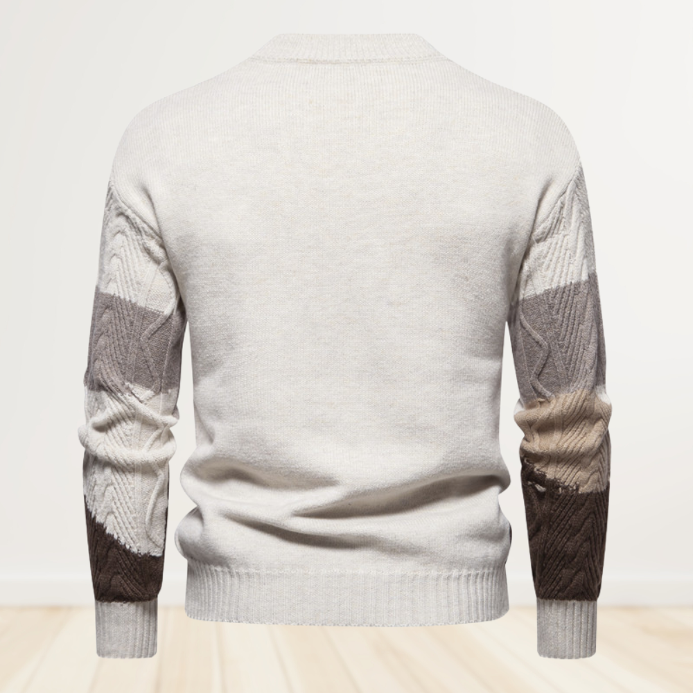 Retro-Farbblock-Pullover mit Rundhalsausschnitt für Herren im Herbst und Winter