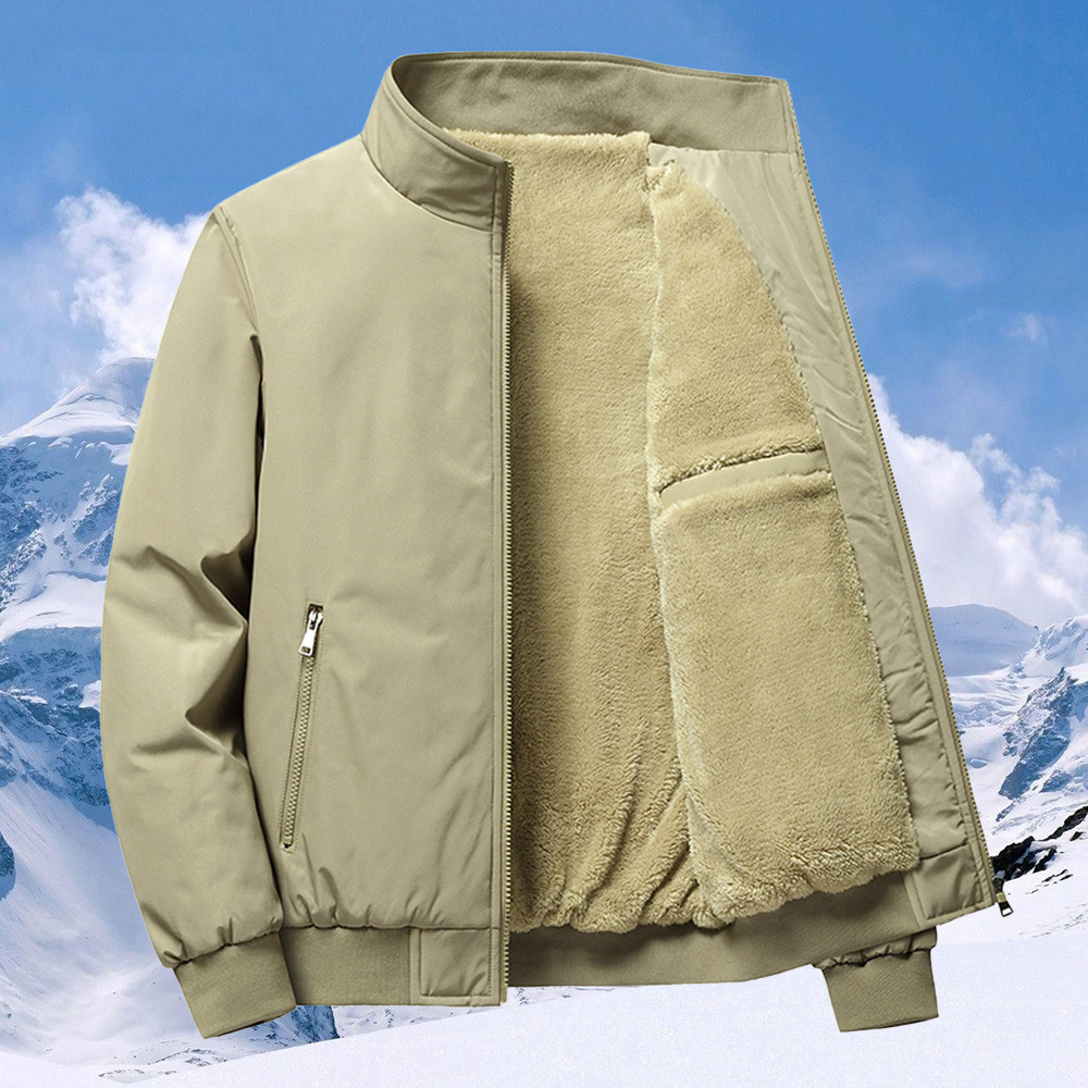 Herbst- und Winterjacke mit Stehkragen und Samtverdickung