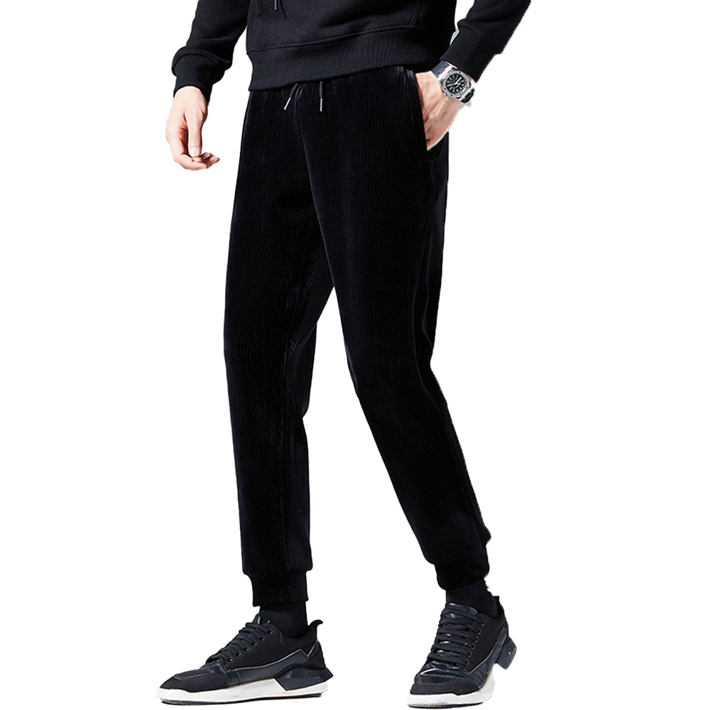 Pantalon décontracté en polaire épaisse pour hommes