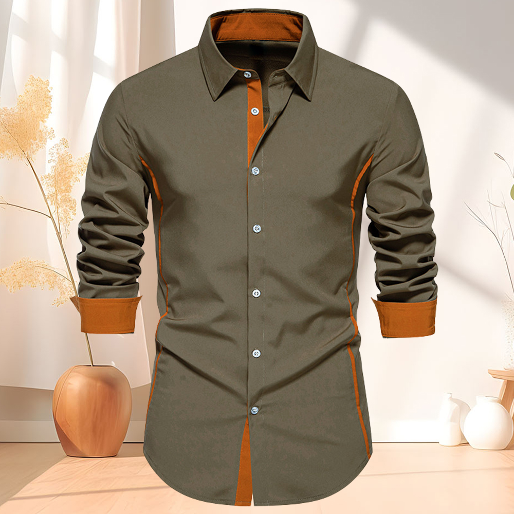 Herren-Langarmhemd mit Kontrast-Revers