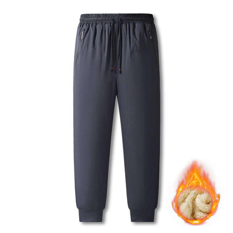 Pantalon décontracté coupe-vent en polaire chaude pour hommes