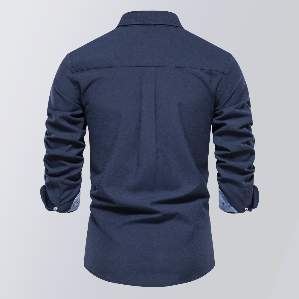 Herren-Hemd mit Slim-Fit, modischem Farbblock-Revers, lange Ärmel