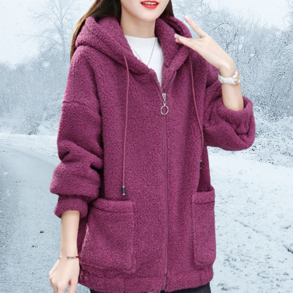 Warme Plüsch-Kapuzenjacke für Damen