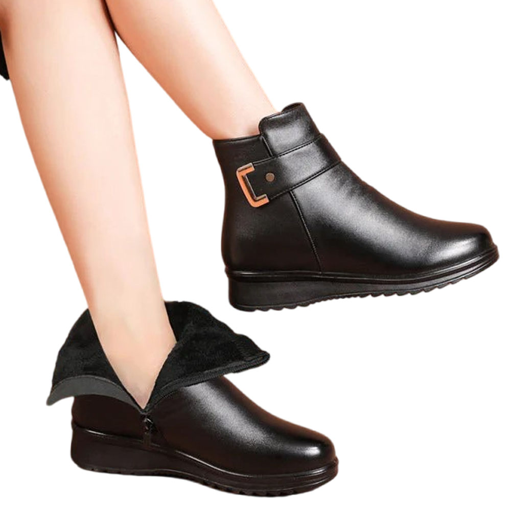 Damen-Schneestiefel mit hoher Spitze, samtverdickt