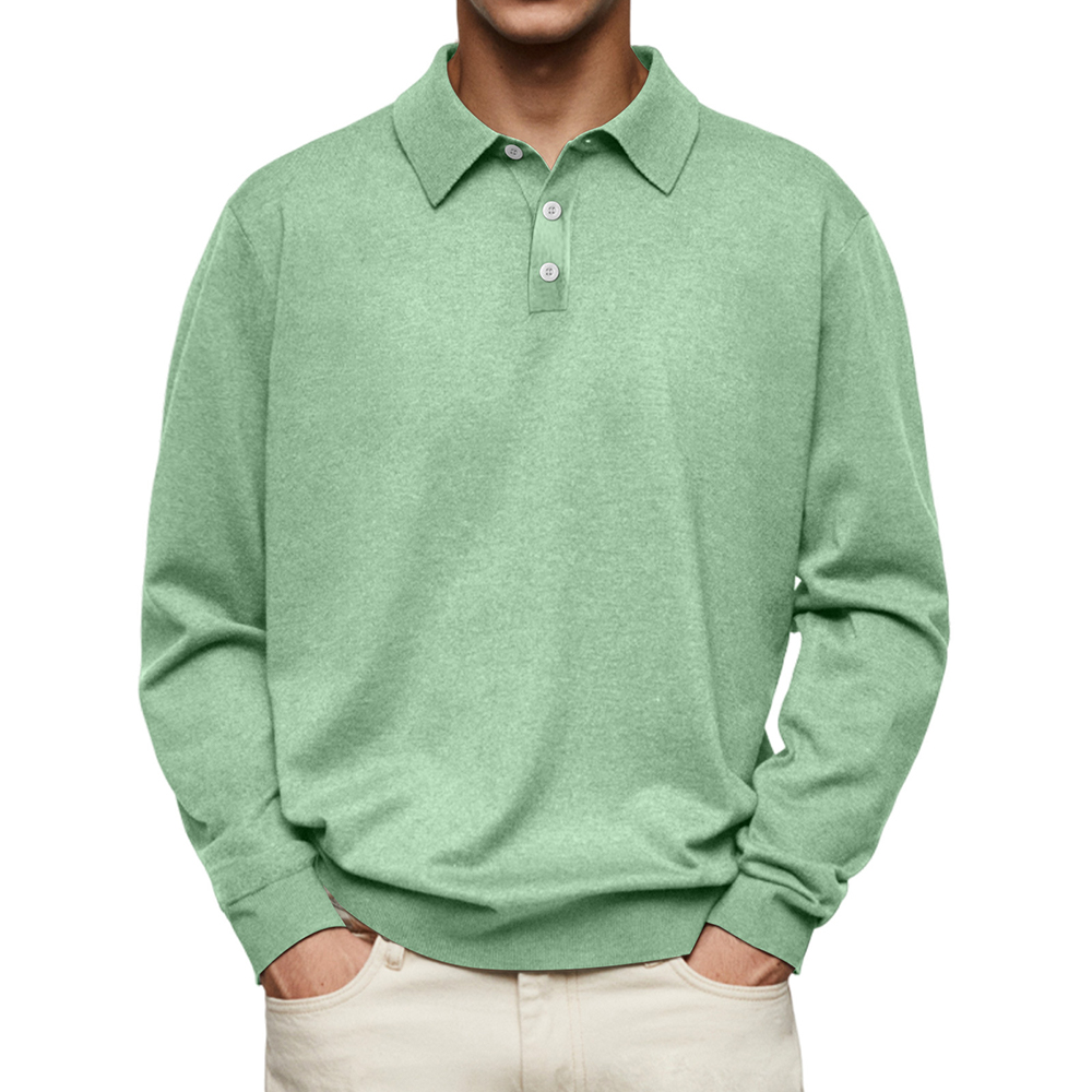 Polo décontracté à manches longues pour hommes
