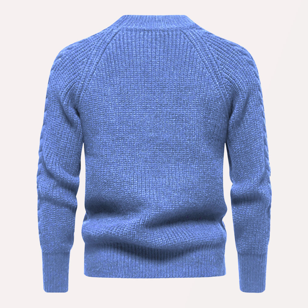 Einfarbiger Strickpullover mit Rundhalsausschnitt für Herren im Herbst und Winter