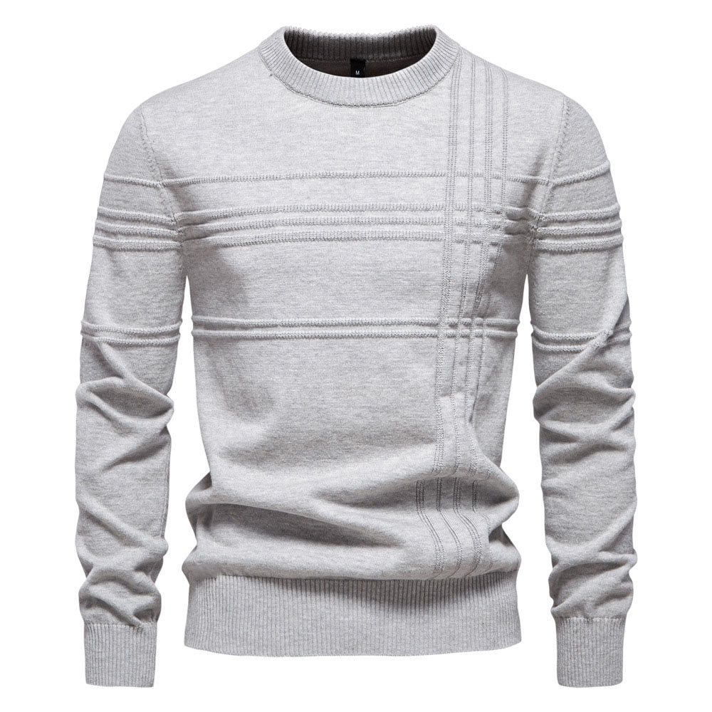 Pull en tricot chaud à col ras du cou pour homme
