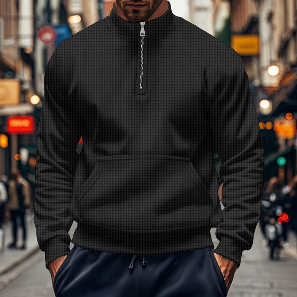 Langarm-Sweatshirt mit Rollkragen und Waffelmuster für Herren