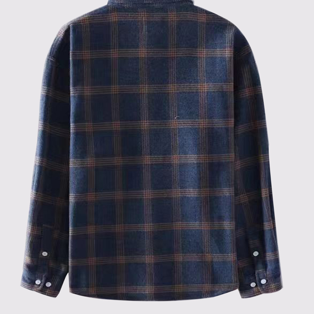 Modisches, kariertes Revershemd für Herren mit langen Ärmeln