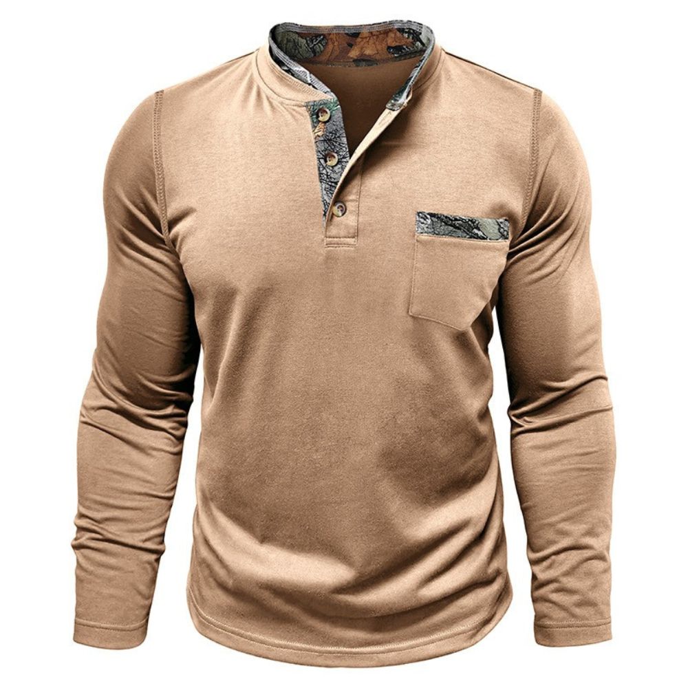 T-shirt décontracté à manches longues et blocs de couleurs pour hommes