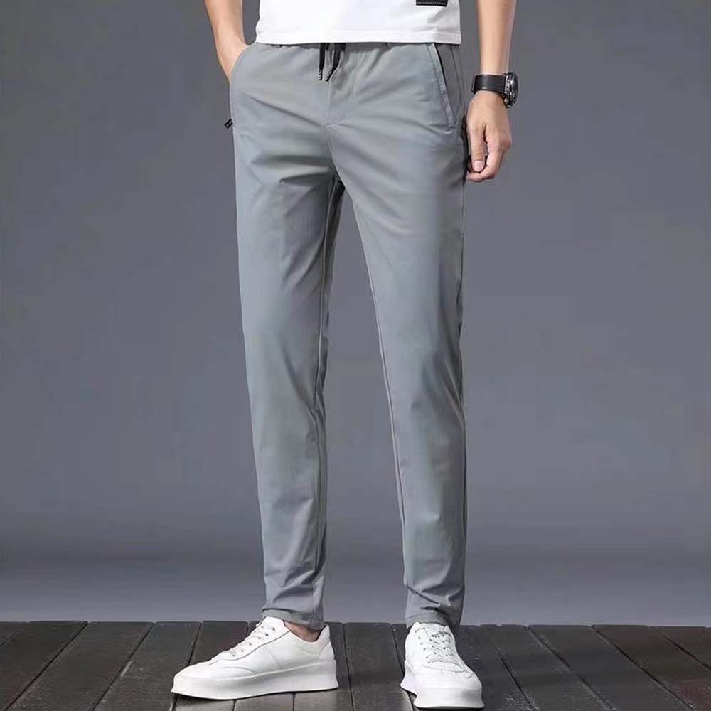 Metallwolke Pantaloni casual dritti da uomo in seta di ghiaccio traspirante