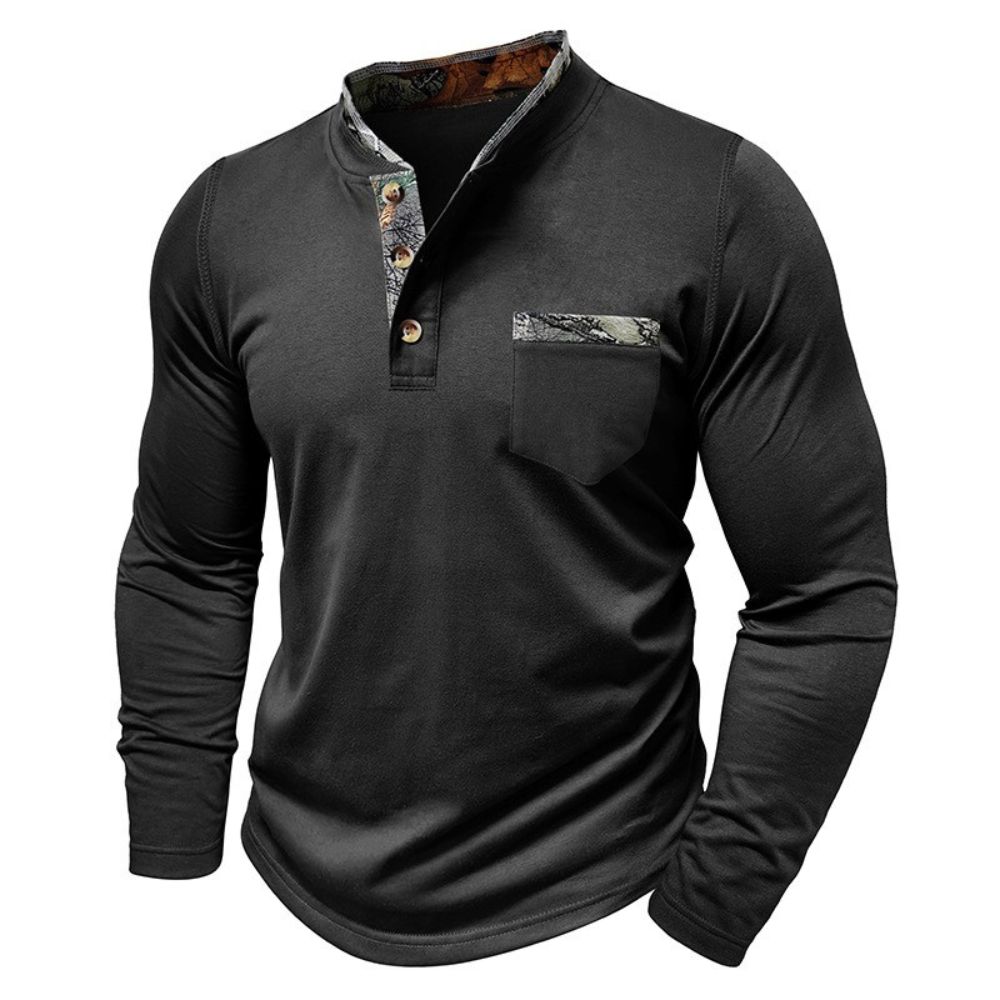 T-shirt décontracté à manches longues et blocs de couleurs pour hommes