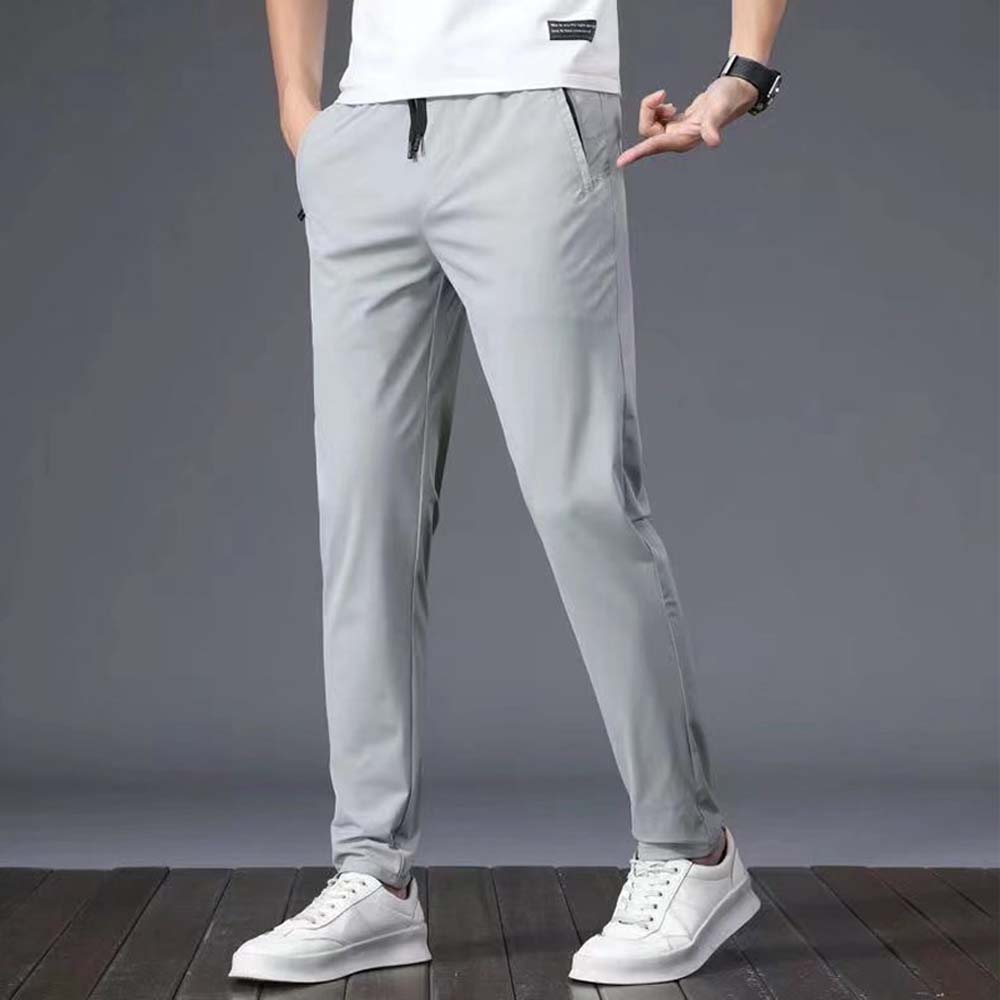 Metallwolke Pantaloni casual dritti da uomo in seta di ghiaccio traspirante