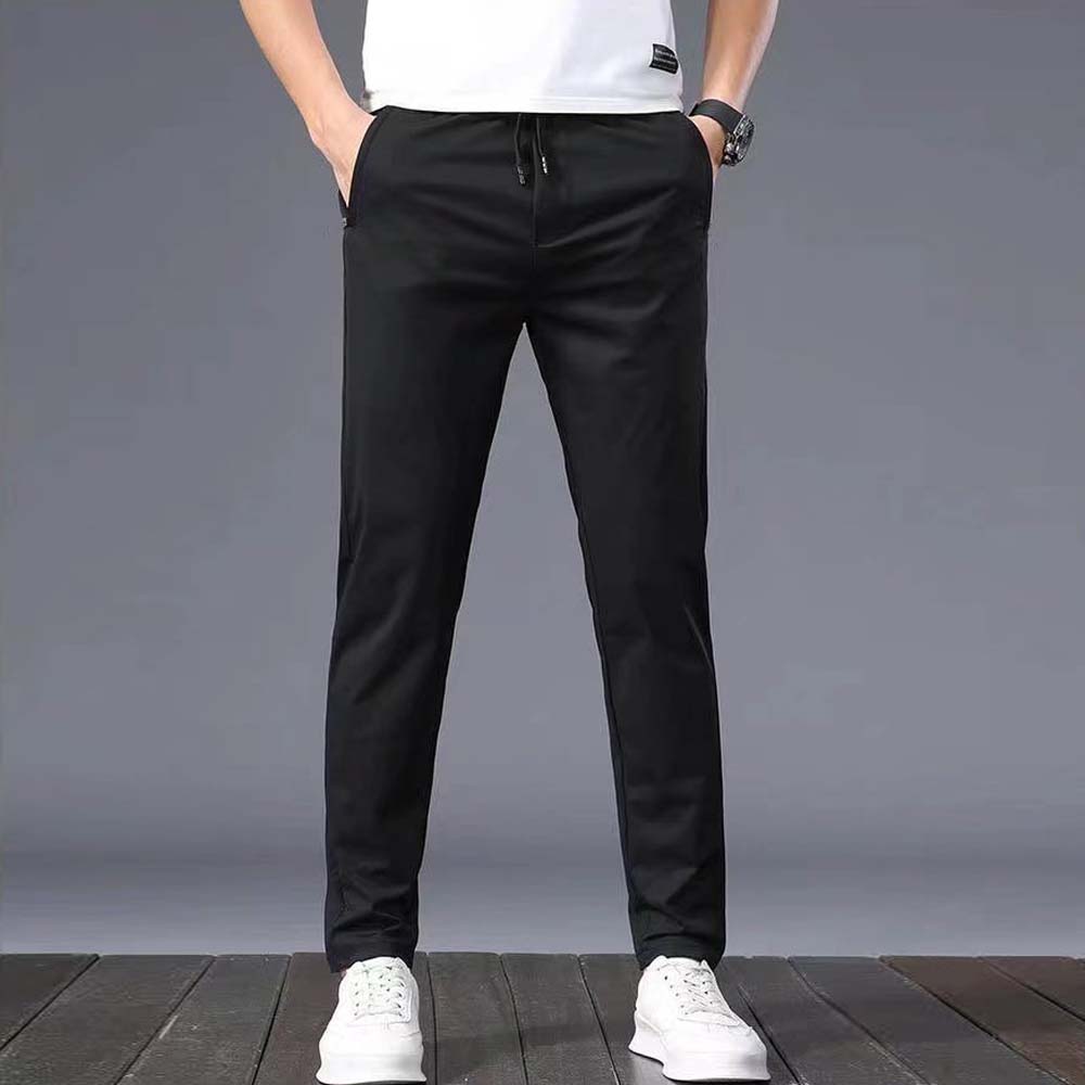 Metallwolke Pantaloni casual dritti da uomo in seta di ghiaccio traspirante