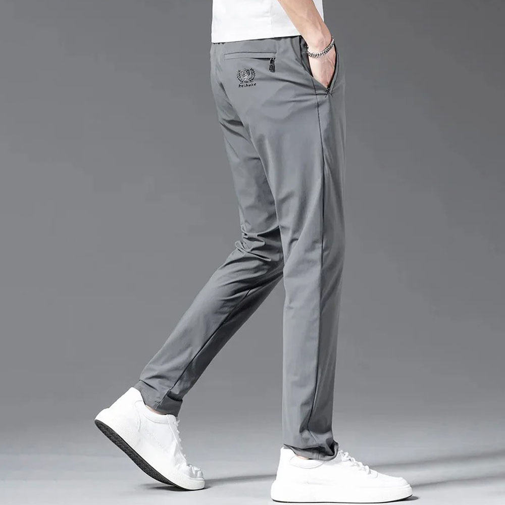 Metallwolke Pantaloni casual dritti da uomo in seta di ghiaccio traspirante