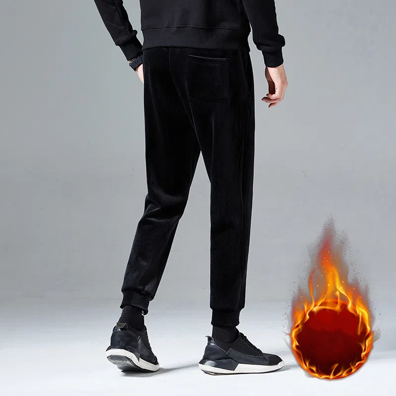 Pantalon décontracté en polaire épaisse pour hommes