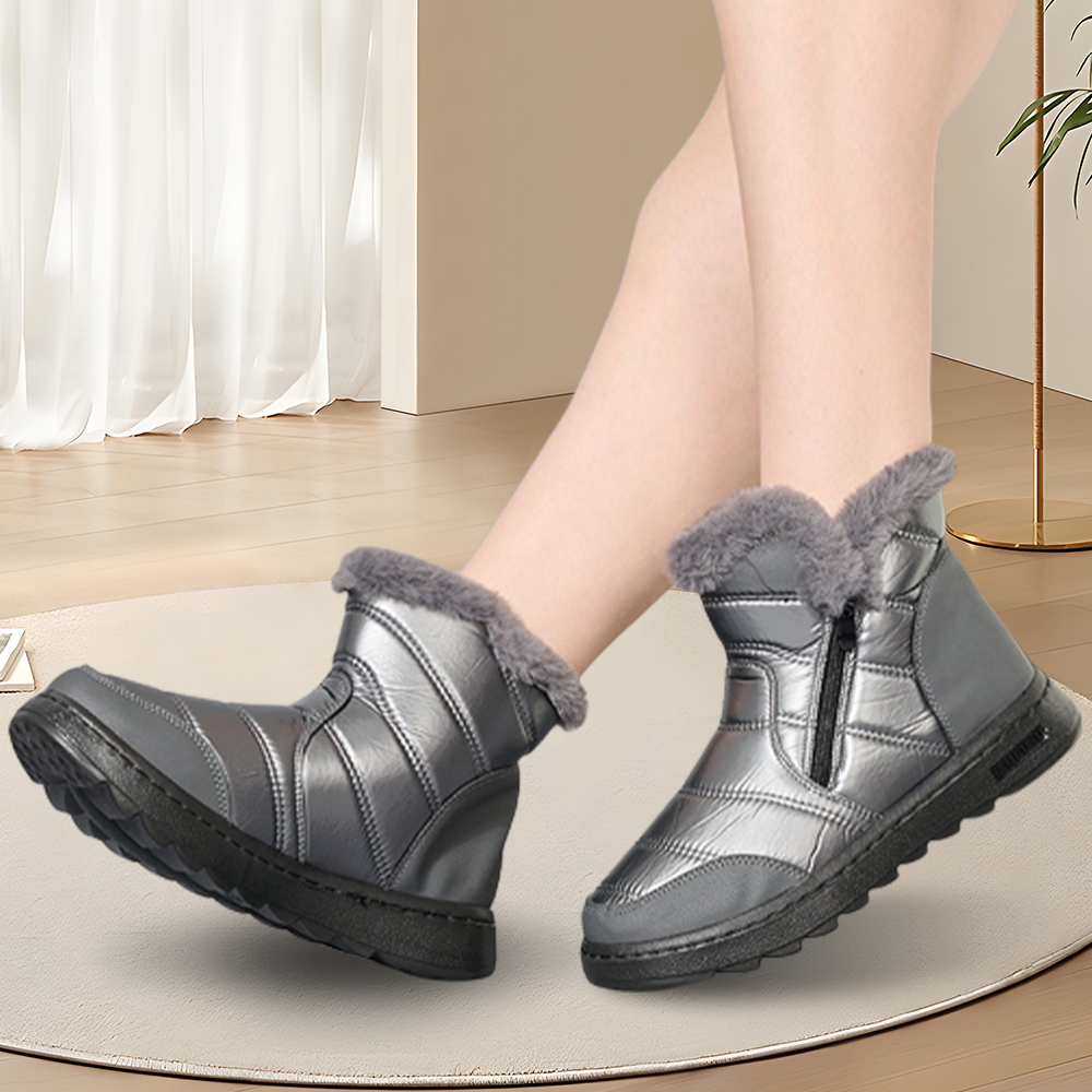 Damen-Schneestiefel mit diagonalem Reißverschluss und Fleece