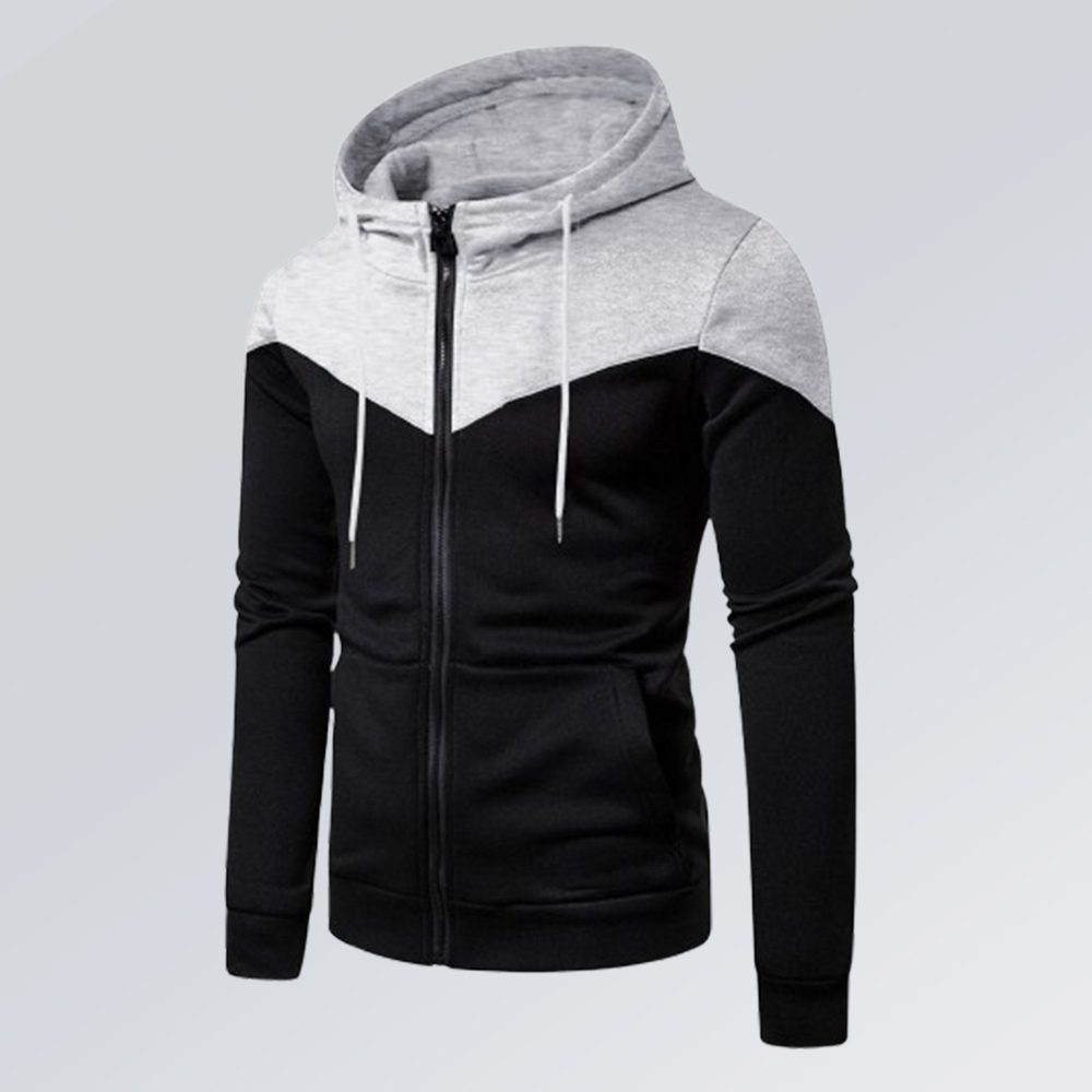Herren-Sweatshirt mit Kapuze und langen Ärmeln in Kontrastfarbe