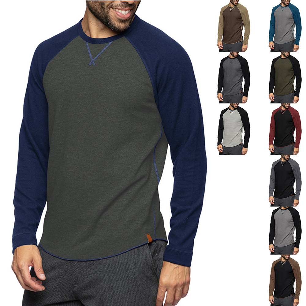 T-shirt décontracté à manches longues et blocs de couleurs pour homme