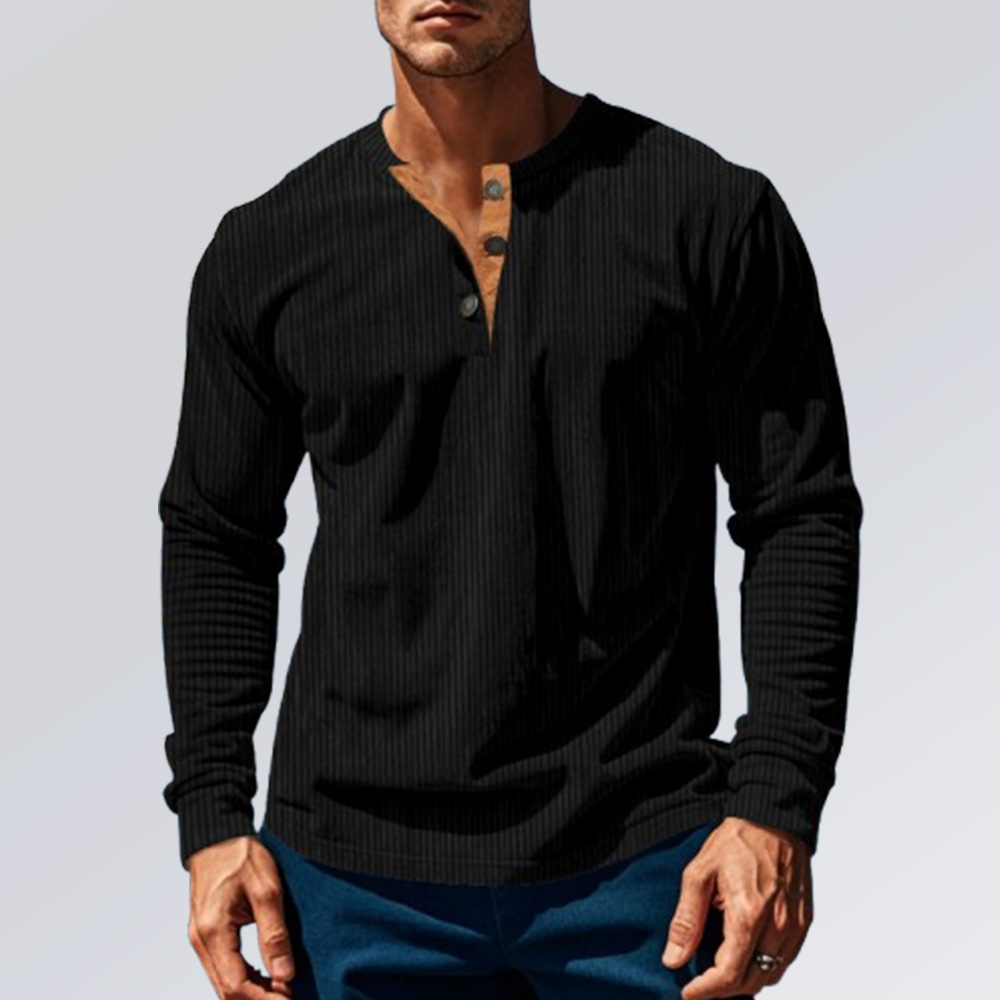 Frühling und Herbst Herren Cord Henley Shirt Langarm