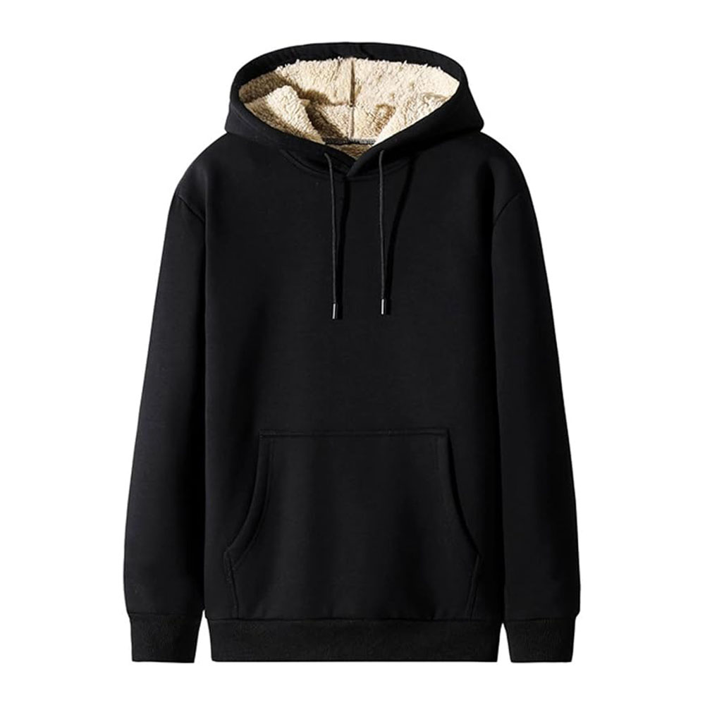 Einfarbiges dickes Herren-Sweatshirt mit Kapuze