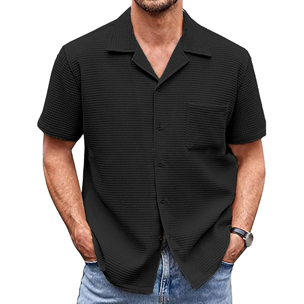 Chemise décontractée à manches courtes et col de costume pour homme