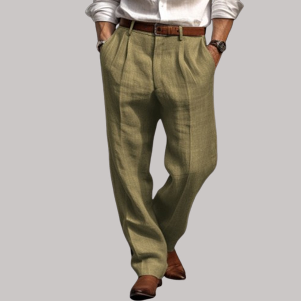 Lässige gerade Hose für Herren aus Baumwolle und Leinen