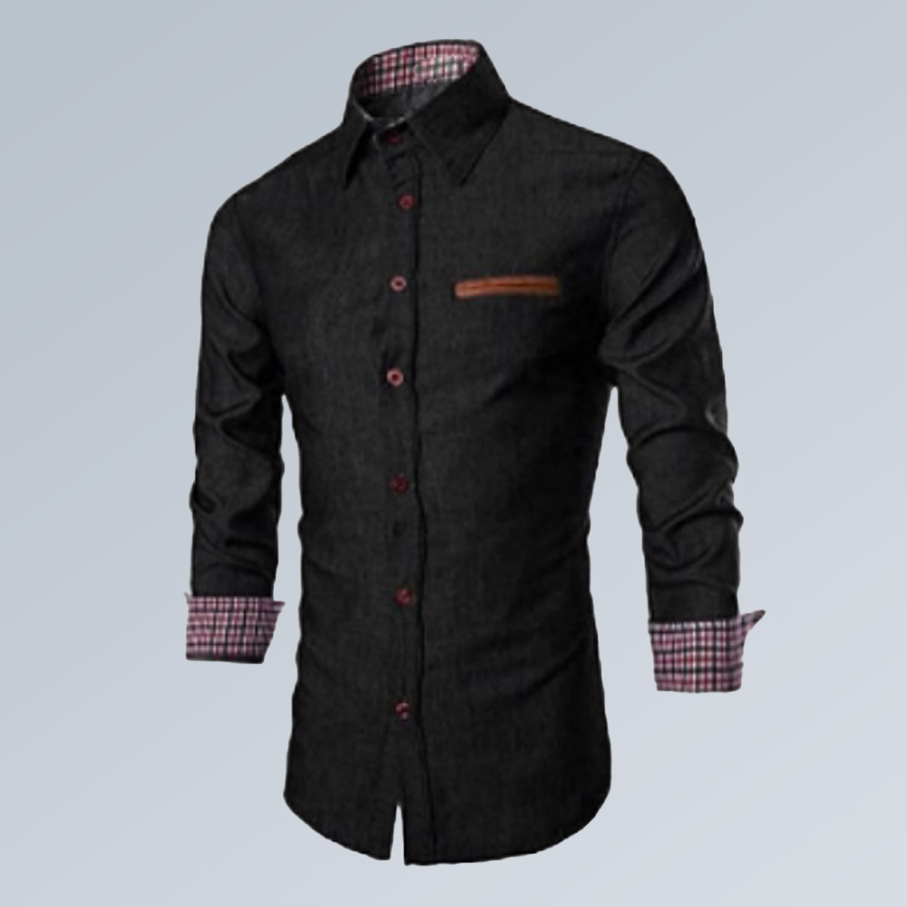 Lässiges Langarmhemd mit Reverstasche und Colorblock für Herren