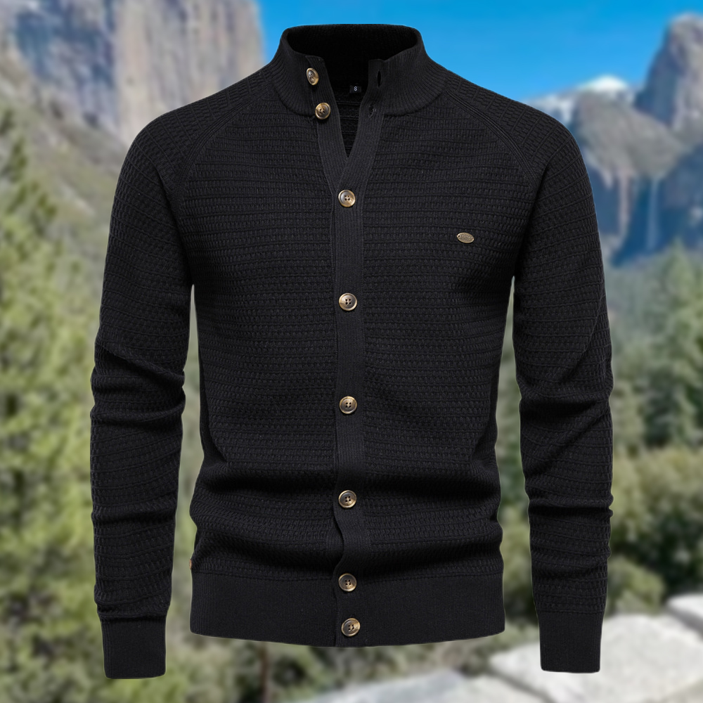 Herren-Cardigan mit Stehkragen und Knöpfen