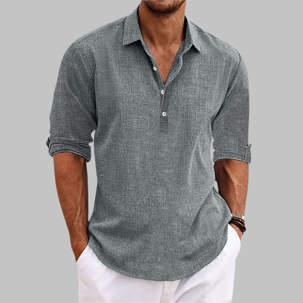 Einfarbiges Freizeithemd mit Revers für Herren
