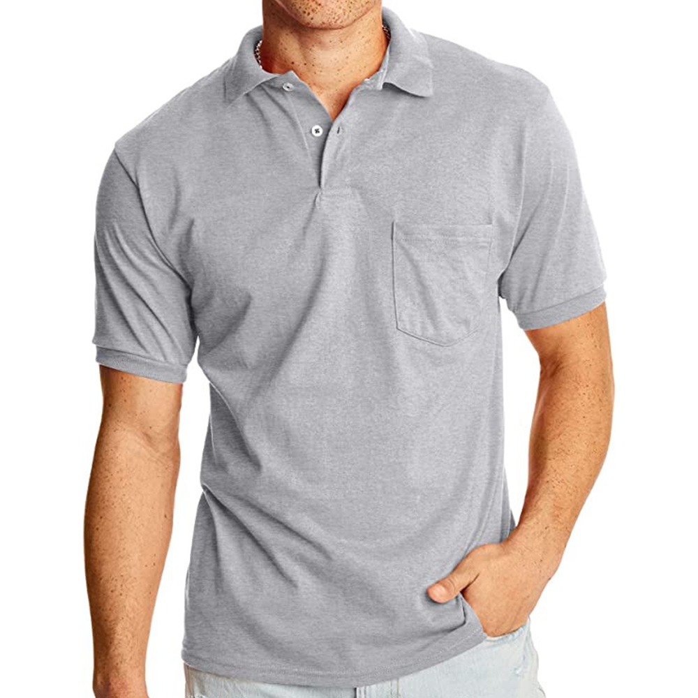 Polo décontracté à manches courtes et poches pour homme
