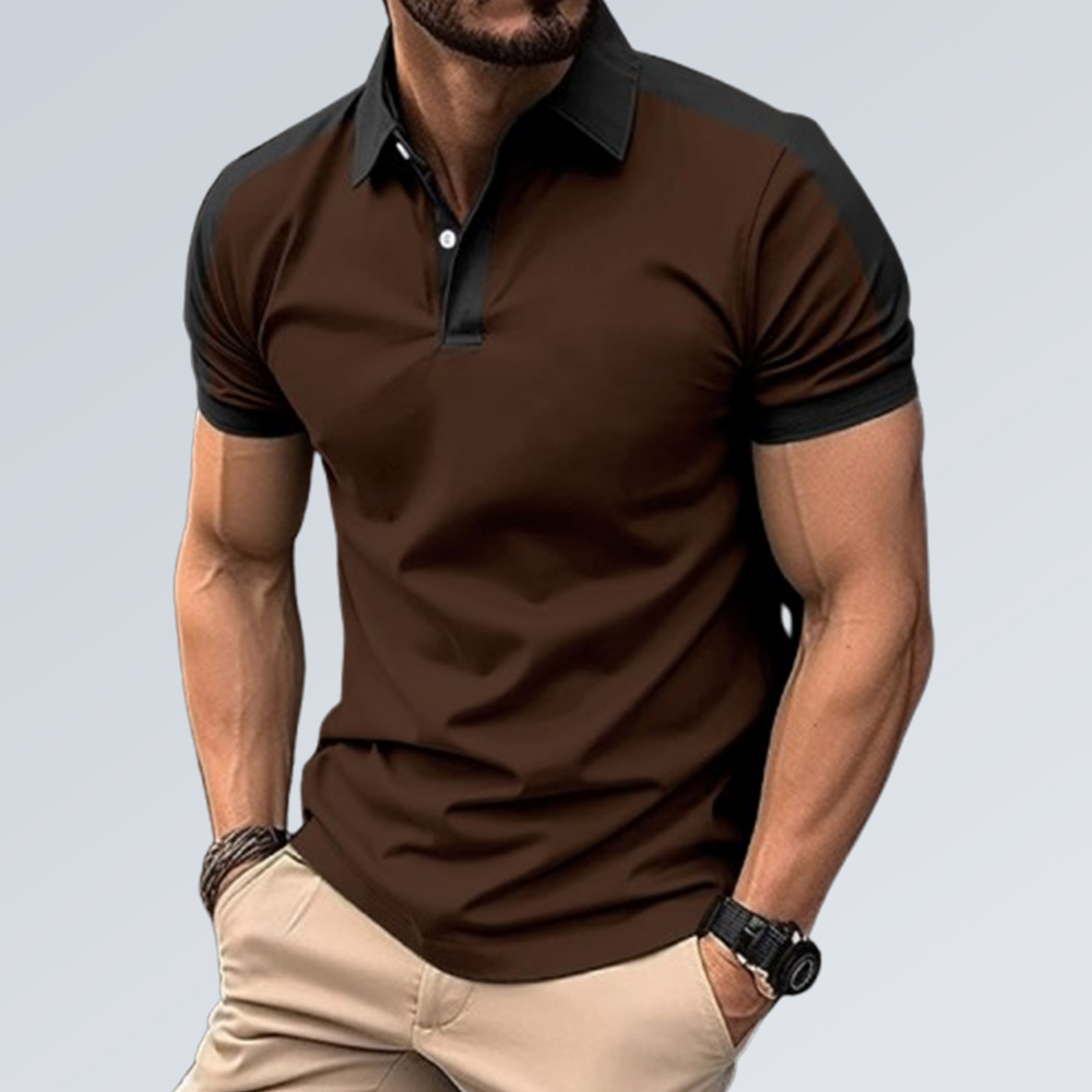 Kurzärmliges Poloshirt mit Colorblock-Revers für Herren