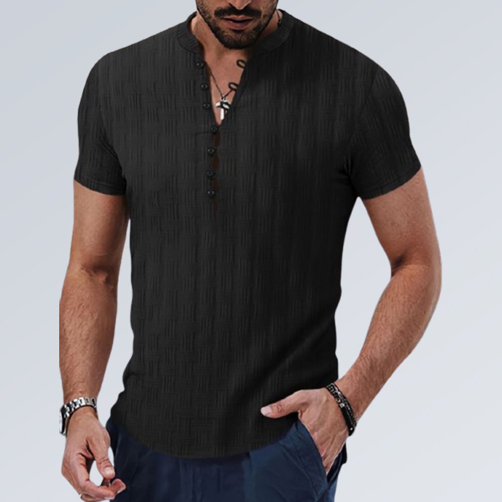 Lässiges Jacquard-Kurzarm-Poloshirt für Herren