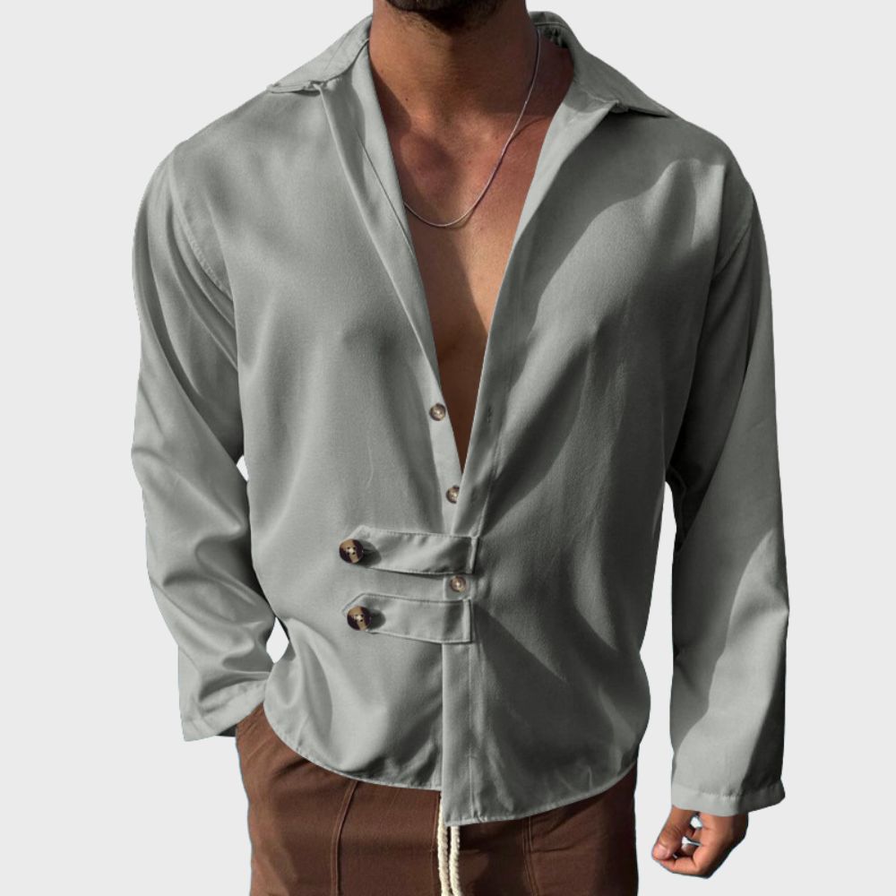 Modisches Herrenhemd mit lockerem, lässigem Revers und langen Ärmeln