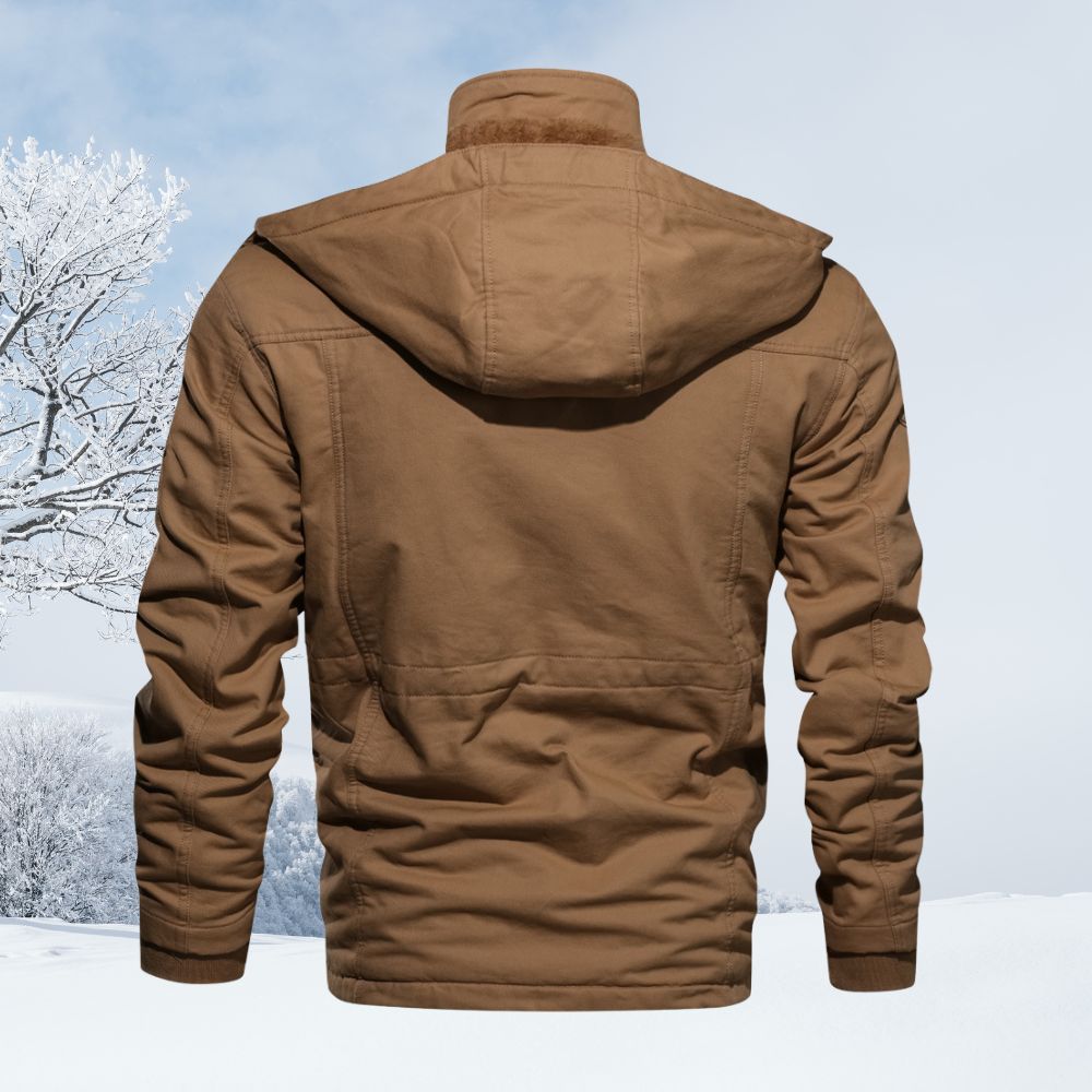 Wintermodische, mit Samt verdickte Herrenjacke im Arbeitsstil mit Kapuze