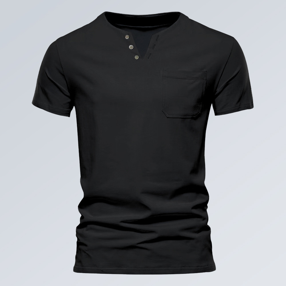 Modisches Herren-Sport-Oberteil mit V-Ausschnitt und einfarbigen Kurzarm