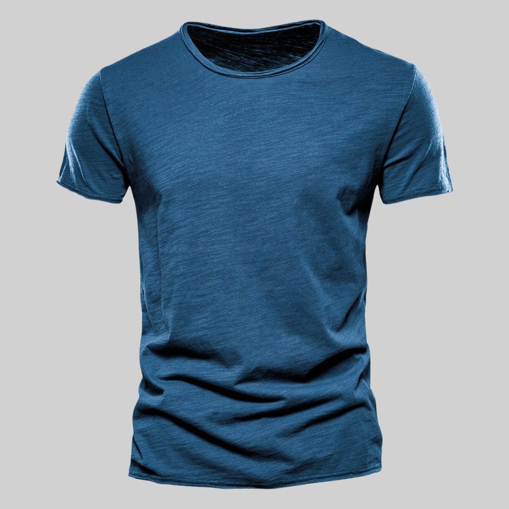Einfarbiges Herren-T-Shirt aus Bambus-Baumwolle mit Rundhalsausschnitt und kurzen Ärmeln