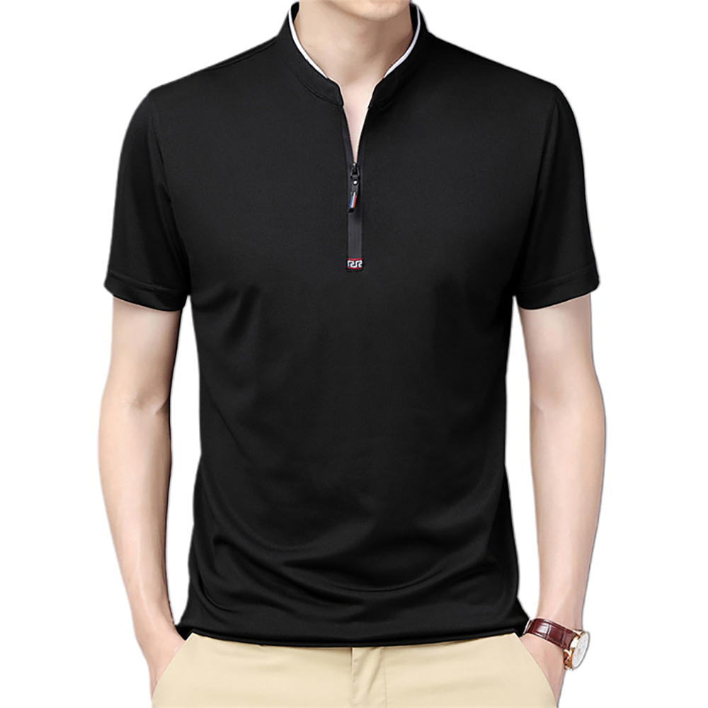 Kurzärmliges Herren-T-Shirt mit Reißverschluss am Kragen