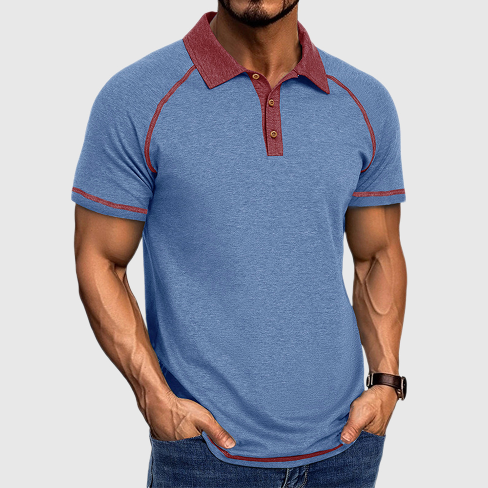 Herren Poloshirt mit Colorblock-Revers und kurzen Ärmeln