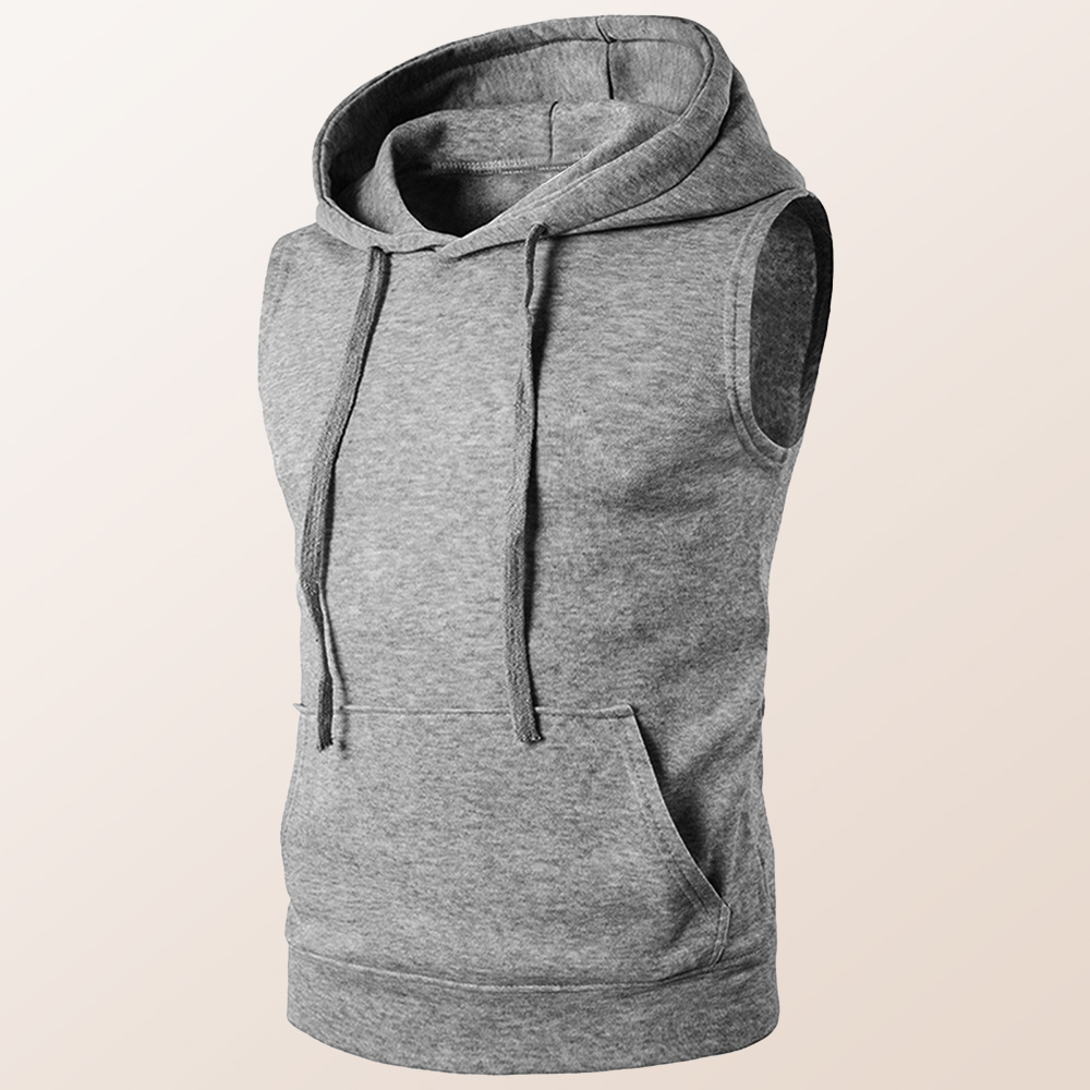 Ärmellose Weste mit Kapuze und einfarbiger Tasche für Herren