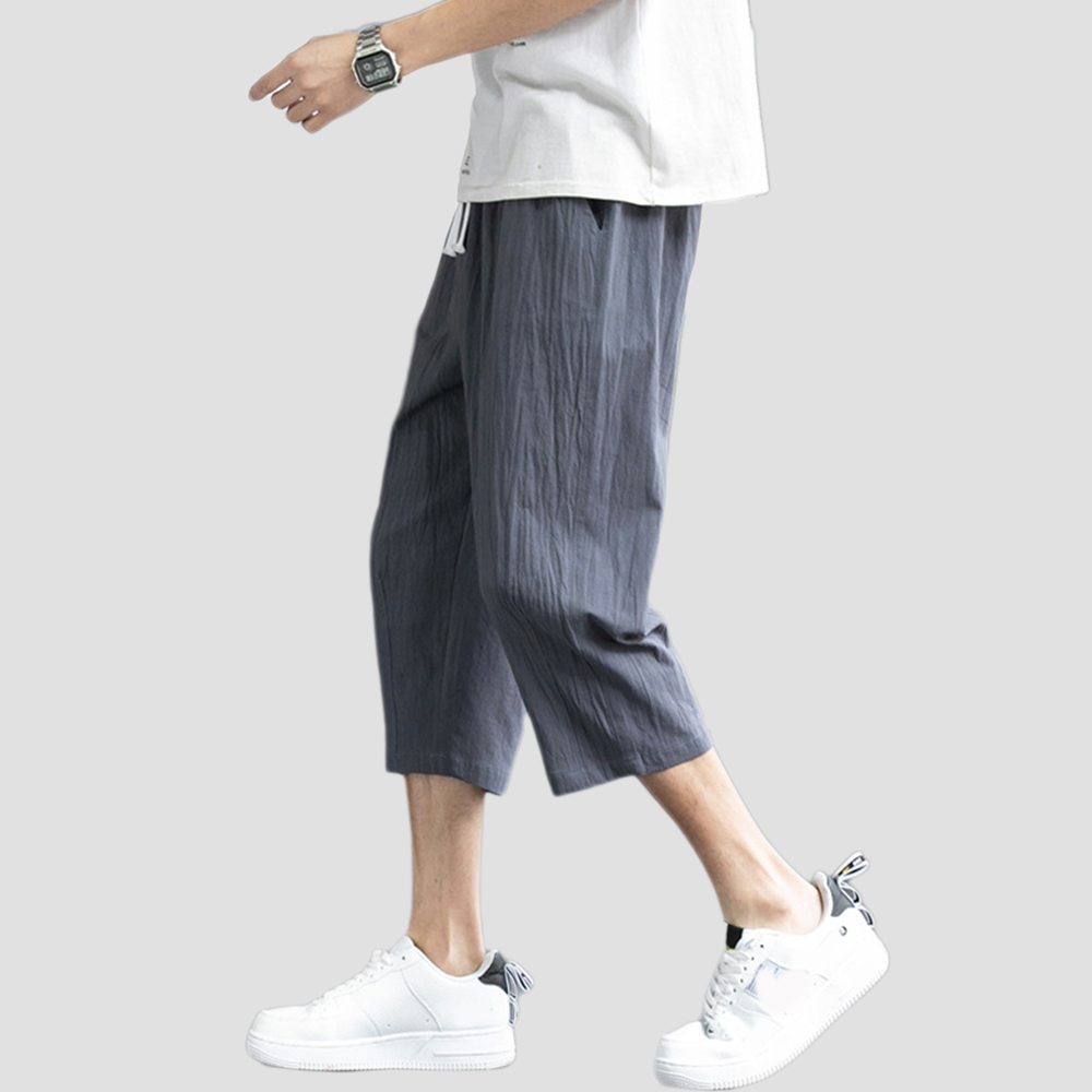 Lockere, lässige, gerade geschnittene Herrenhose aus reiner Baumwolle