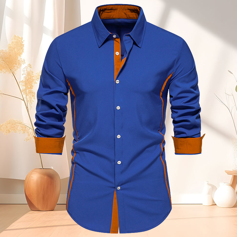 Herren-Langarmhemd mit Kontrast-Revers