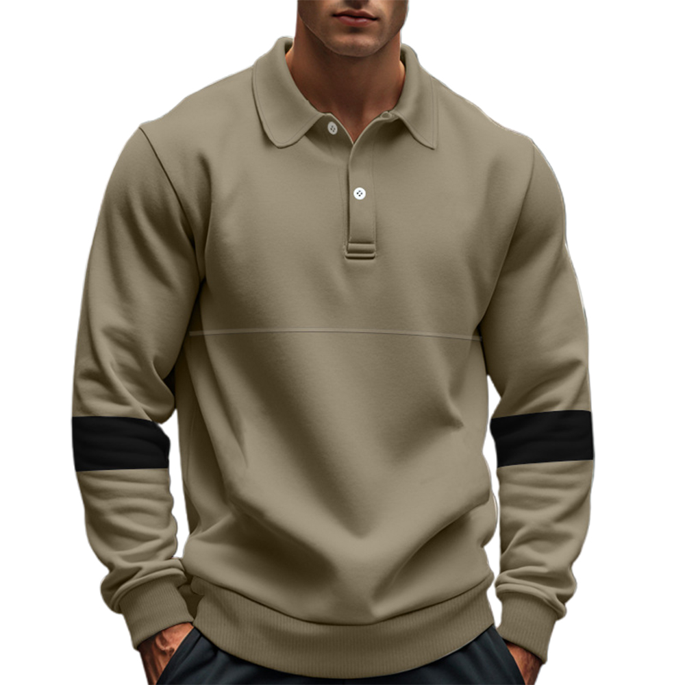 Langärmliges Herren-Poloshirt im Retro-Farbblock-Design mit Revers