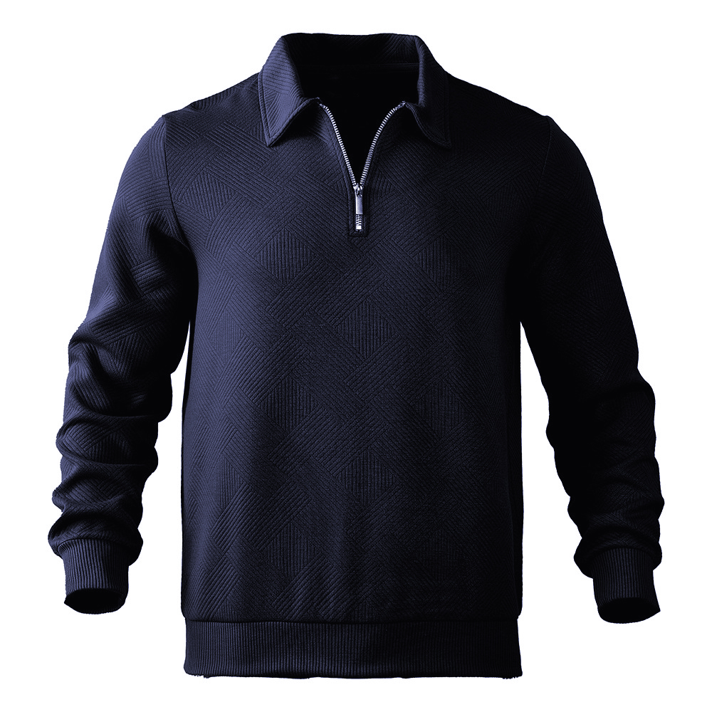 Modisches, einfarbiges Poloshirt mit Revers und langen Ärmeln für Herren