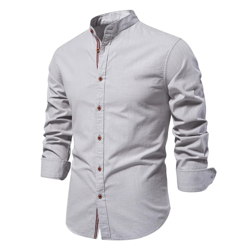 Chemise décontractée à manches longues et revers pour homme