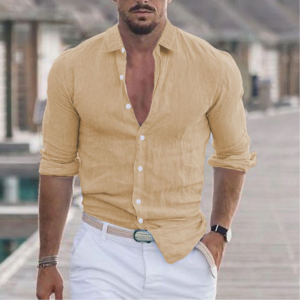 Chemise décontractée respirante à manches longues pour hommes