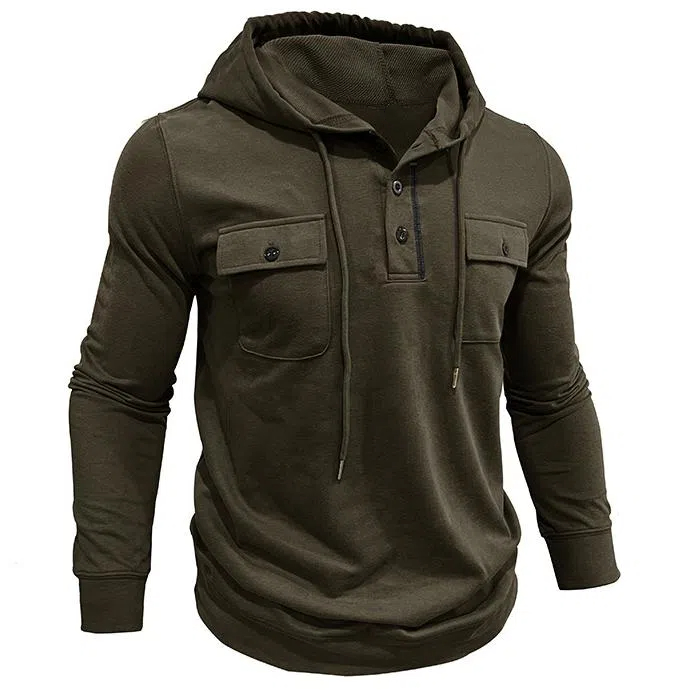 Lässiges Kapuzen-Sweatshirt mit Knopfleiste für Herren