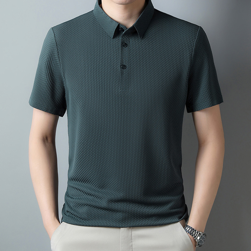 Metallwolke Atmungsaktives Herren-Poloshirt aus Eisseide mit kurzen Ärmeln